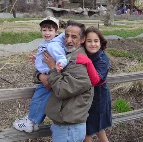 The artist with his grandchildren